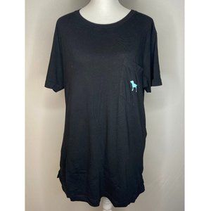 VS Pink Black Crew Tee with Aqua PINK Dog Logo